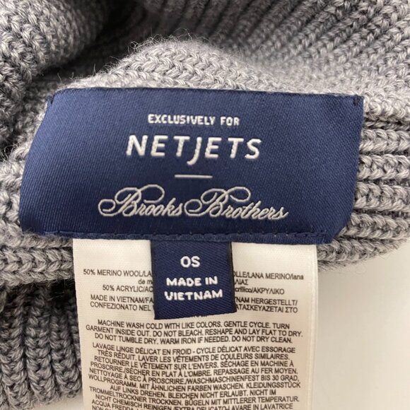 Brooks Brothers Netjets Merino Wool Blend Beanie Hat - Picture 4 of 8